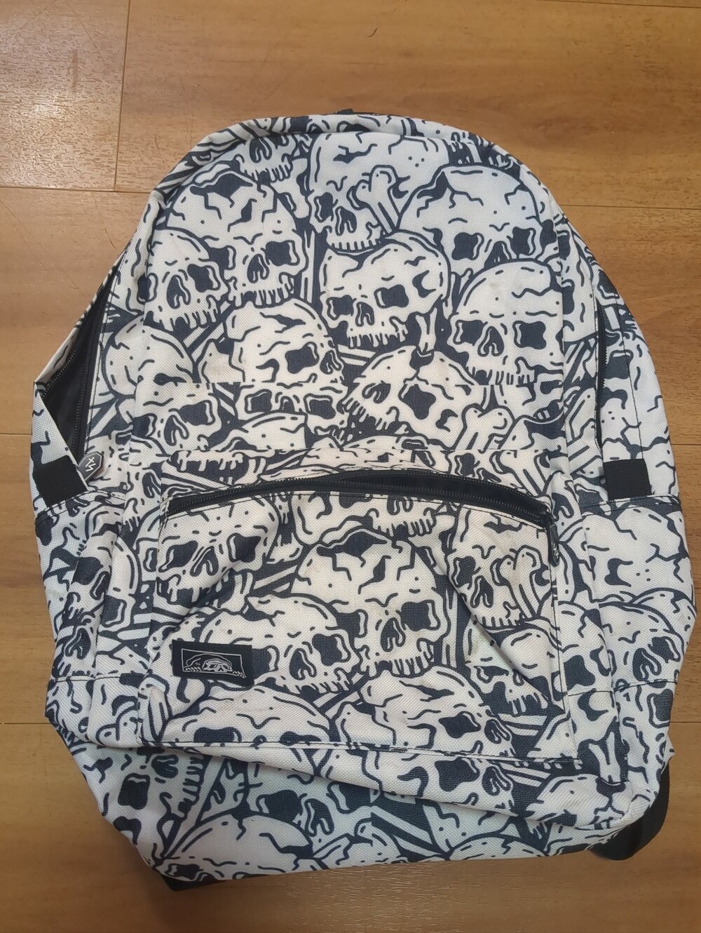 Lurking Class by Sketchy Tank Skulls Black & White Backpack Adjustable Straps